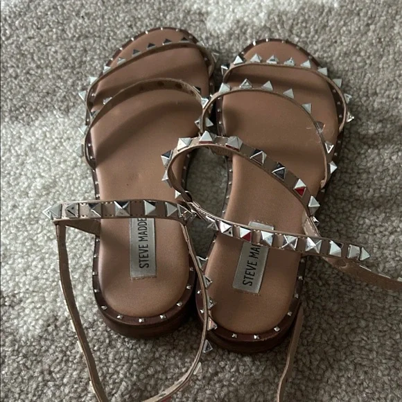 Steve Madden Beige Studded Sandals - Picture 4 of 6